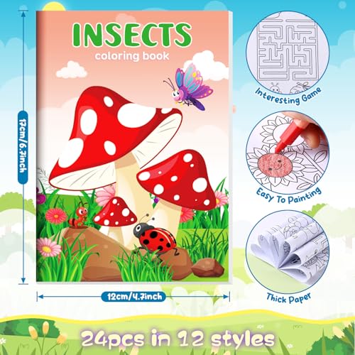 BenLouis 24 Pcs Insects Mini Coloring Books for Kids Party Favors - style: Insects