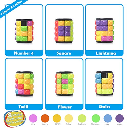 R.Y.TOYS Rotate and Slide Puzzle-Design Patent,Fidget Toys(Restore Order/Create Patterns) 8 Colors,4 Layers-Detach Piece for Quick Play,Brain Teaser,Sensory Toys,Birthday Gifts,Easter Basket Stuffers - color: 8 Colors X 4 Layers