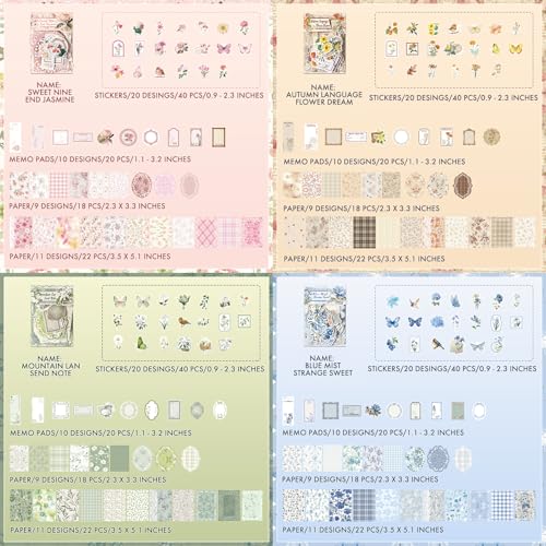 OKUPAN Scrapbook Supplies Kit – 400Pcs Scrapbook Paper & Journal Stickers - color: 4 PACK