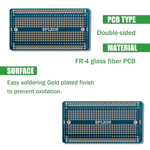 10 Pcs Solderable Breadboard PCB Board Gold-Plated Solder Breadboard for DIY Electronics Projects Apply to Soldering Projects 3.5"x2.05" (Blue) - color: Blue