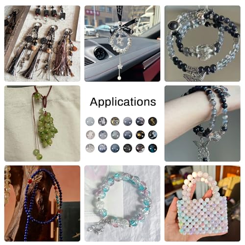 Tunmiok Glass Beads for Bracelets Making Kit, Jewelry Making Supplies with Charms, Crystal String, Spacer Beads, DIY Bracelet Necklace Craft Kit for Adults (Black) - color: Black