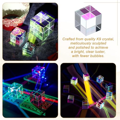 PATIKIL 1Pcs Cube Prism 30mm K9 Crystal Dispersion Prism AB Color - size: 30mm