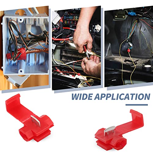 60 Pcs Solderless Quick Splice Snap Wire Connectors, 22-18 AWG Pressed Insulated Electrical Splice Wire Connectors (Red) (Pack of 3) - size: 22-18 AWG (Pack of 3)