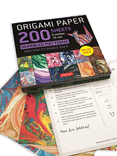 Origami Paper 200 sheets Marbled Patterns 6" (15 cm): Tuttle Origami Paper: Double Sided Origami Sheets Printed with 12 Different Patterns (Instructions for 6 Projects Included)