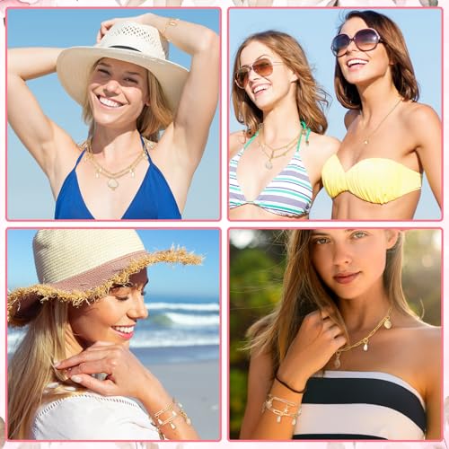 Liliaafar 107 Pcs Charms Lip Gloss Keychain Making Kit Bracelets Necklace Chains Gold Paperclip Beach Jewelry Making Accessory with Shell Charm Pendants Jump Rings Lobster Clasps Pliers for Craft Gift