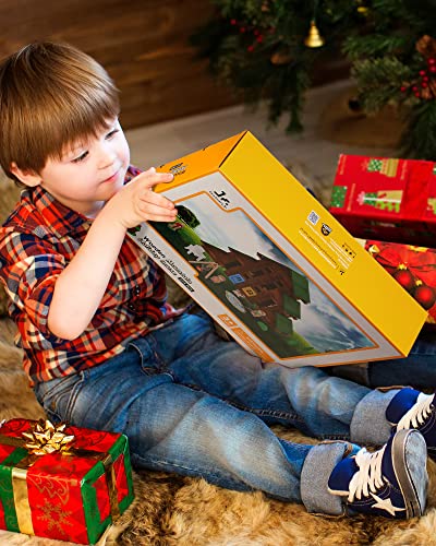 SainSmart Jr. 214 PCS Wooden Logs Cabin Set Ages 3, Building Log Gift for Boy/Girl, Creative Construction Engineering Educational Toy, Vacation Chalet - style: 214 PCS Holiday House