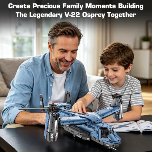 1486 Piece V-22 Osprey Military Tiltrotor Aircraft Building Blocks Sets - color: Blue