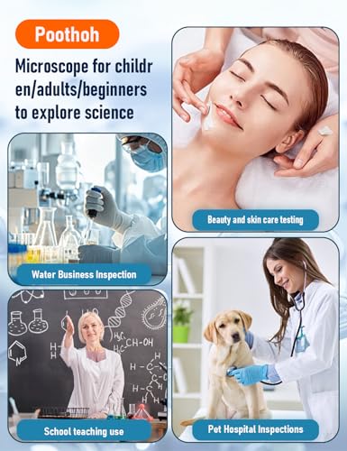 Compound Microscope for Adults & Kids - 40X-2000X High-Power Biological Microscope for Students, School Lab & Home Education, with Slides Set & Phone Adapter (White)