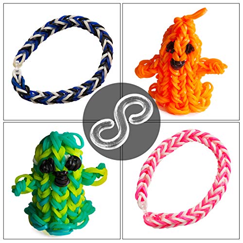 FEPITO 2000 Pcs Loom Rubber Bands S Clips Plastic Band Clips Connectors Refills Kit Clip for Loom Bracelets DIY Making, Clear