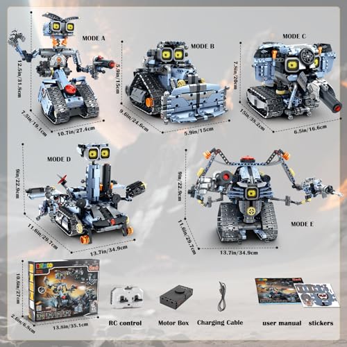 HiWEEGO 5 in 1 Changeable LED Eyes Robot Building Set for 12+ Kids Boy Girl