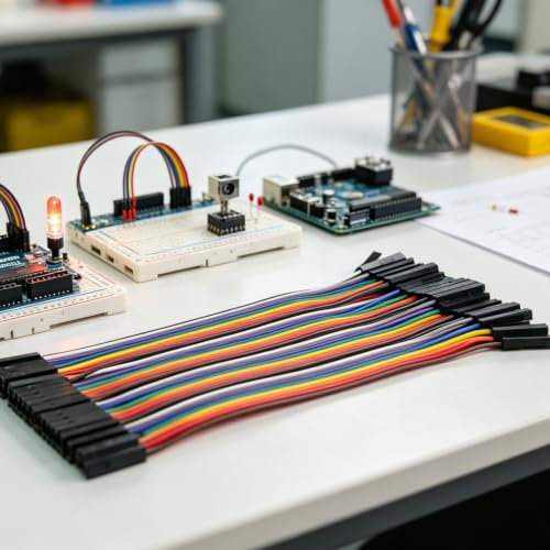 40pcs 20cm Female to Female Dupont Jumper Wire, 40Pin 8 Inch Pin Header Connector Cable Kit 2.54mm Rainbow Ribbon F-F for Arduino Raspberry Pi Board to Board Electronics - size: 20cm 40PCS F-F