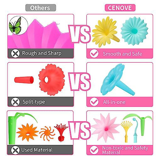 CENOVE Birthday Toys Gift for 3 4 5 6 7 Year Old Girls and Boys,Flower Garden Building Toy with Carry Box, STEM Toys for Preschool Children Educational Activity Toys - color: Pink