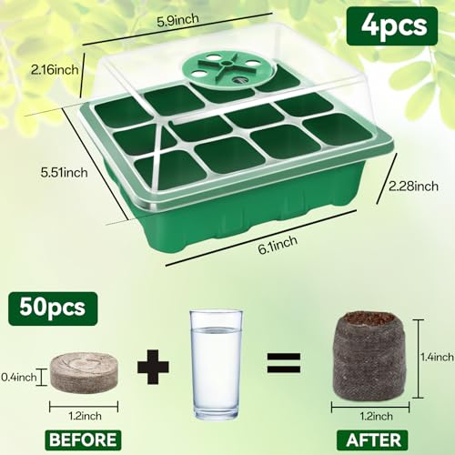 Seed Starter Tray with Peat Pellets, Green Starting Seeds Kit for Plants - size: 8 Set-green