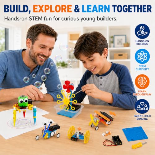 NewFamily 6-in-1 STEM Robot Kit for Kids Ages 8-12, DIY Robot Building Science Kit with Engineering Projects and Motorized Activities, Educational STEM Toys for Boys Girls, Birthday Gift