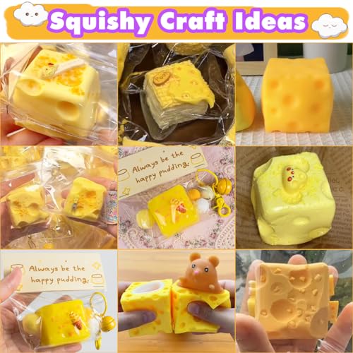 Taba Squishy Maker Squeeze Cheese Cube Silicone Gel Mold Kits Pack - color: Cheese Cube