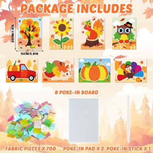 Lonfliness 8 Pcs Fall Thanksgiving Poke in Craft Kit for Kid Mess Free DIY - style: Fall Thanksgiving