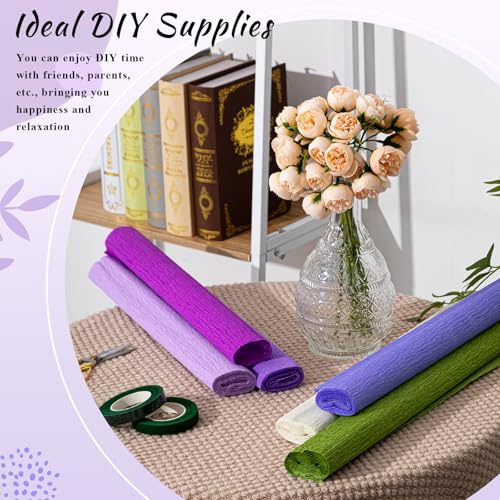 6 Colors Crepe Paper Kit 17 x 98 Inch, Purple and Green Series - color: Purple and Green Series