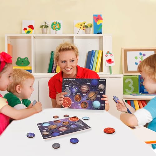 Solar System Planet Outer Space Toddler Wooden Puzzle Toys for Kids 3-5