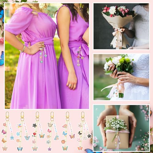 CraftyDream 558Pcs Flower Butterfly Keychain Making Kit Name Bead DIY Craft - style: Flower, Butterfly