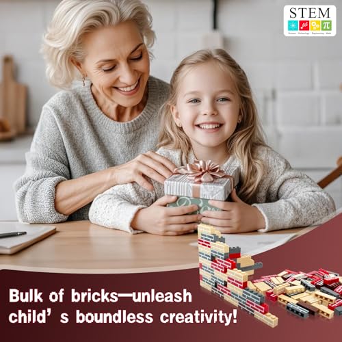 200PCS Classic Wall Building Bricks 1x4 Red Color, Compatible with Lego Part, ABS Material, Creative Building Sets for Home, School & DIY STEM Projects, Construction Toy for Kid Age 6 7 8 9 10 11 12 - color: Red 200pcs