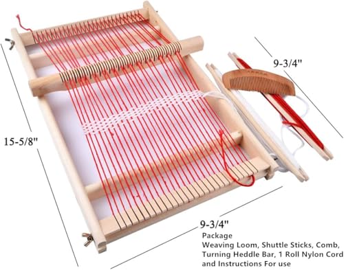 Yesland Weaving Loom Kit for Beginners - Large Wooden Frame Loom 15.6" with Shuttle, Comb & Yarn - Multi-Craft Tapestry Weaving for Kids & Adults - size: 15.6 x 9.75 x 1.25 inches