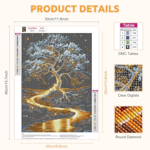 BIGRIMA Diamond Art Painting Kits for Adults,5D Tree of Life Diamond Painting Kit for Beginners, DIY Paint with Round Full Drill Diamonds Paintings Landscape Gem Art for Home Wall Decor Gift 12x16 in - color: Diamond Painting 001