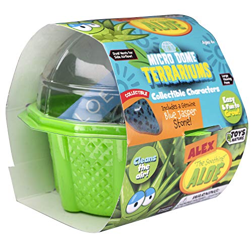 Toys By Nature Character Micro Dome Aloe Plant Terrarium Kit, Decorative and Easy-to-Grow Mini Terrariums with Complete Supplies, Grow Your Own Decorative Plants! (Alex The Soothing Aloe)