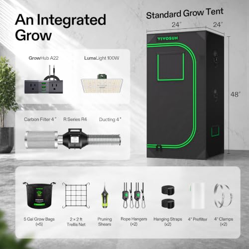 VIVOSUN Complete Grow Tent Kit for 2x2 ft Indoor Growing, 24"x24"x48" - size: 24"x24"x48"