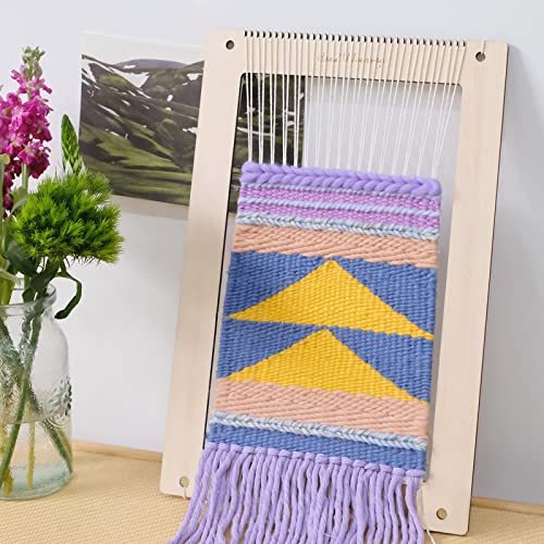 HAND U JOURNEY Large Rectangle Weaving Loom Kit, 2 Sizes with Tools - size: 11''x16.5''&7.8''x11.7''