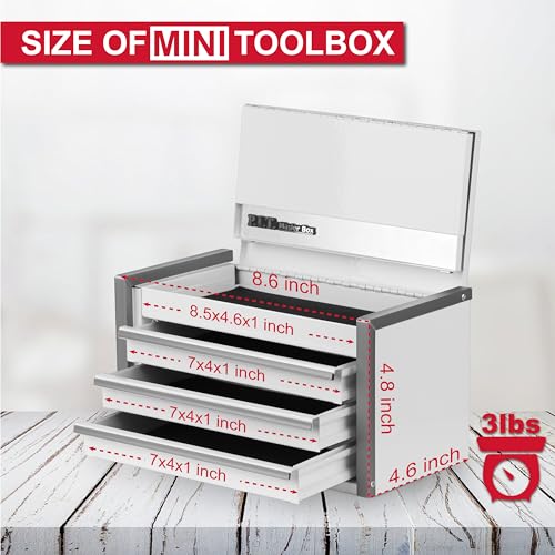 P.I.T. Mini Tool Box,3 Drawers Small Metal Toolbox for Tools Storage,White - color: White, size: 3-Drawer