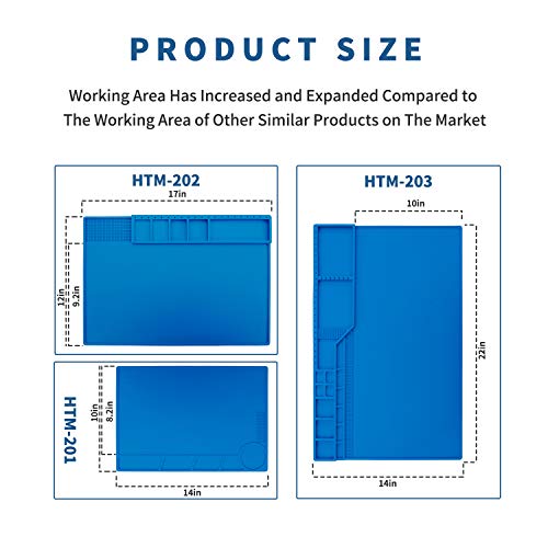 Hengtianmei Heat Insulation Silicone Repair Mat with Scale Ruler and Screw Position for Soldering Iron, Phone and Computer Repair Size: 22 x 14 Inches (H-203) - size: H-203