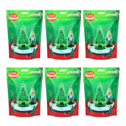 Magic Growing Christmas Tree DIY Crystal Kit – Green/Red Variants, Fast 24h Growth, Star Topper & Garland – Fun Holiday Decor & Gift Set (6, Green)