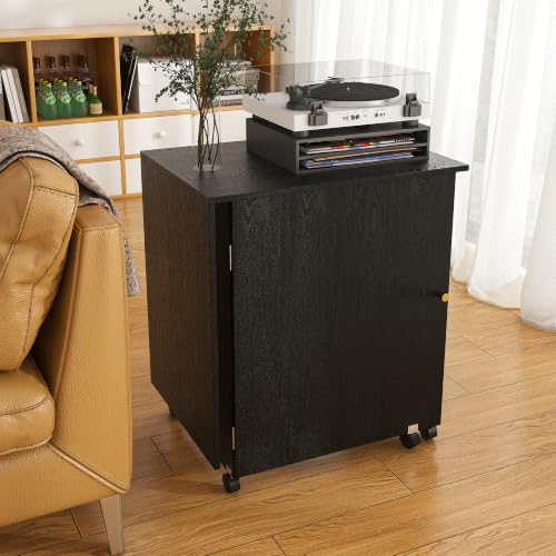 45" Folding Sewing Table with Lockable Wheels, 4-in-1 Craft Station - color: Black-m