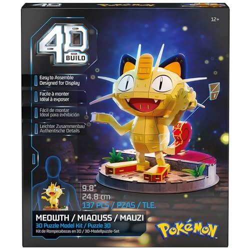 4D Build Pokémon Meowth 3D Puzzle Model Kit, Desk Décor, Shelf Display - style: Meowth 137 pcs