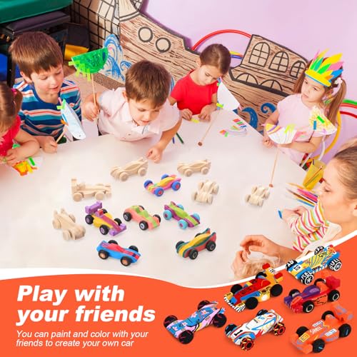 Lenwen 60 Pcs Wooden DIY Car Toys for Party Unfinished Wooden Cars, Wood Truck Wood Graffiti Toy Truck and Crafts DIY for Students Girls Boys Activities Craft Projects Woodworking