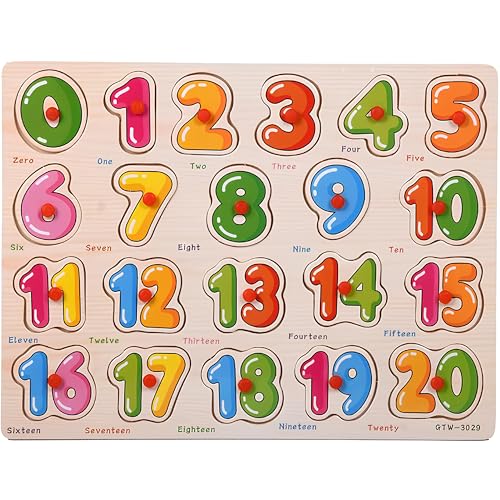 Numbers Puzzle Wooden Puzzles for Toddlers 3+ Year Old, 123 Number Shape Learning Puzzles Toys with Puzzle Board & Number Blocks, Preschool Education Kit for Girls and Boys - style: Numbers