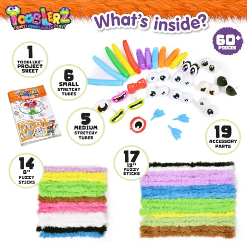 WeVeel TOOBLERZ Kids Craft Kit, 62-Piece DIY Monsters & Animals, Ages 5+