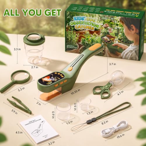 Bug Catcher for Kids with Kids Microscope, 500X Zoom Camera Toy