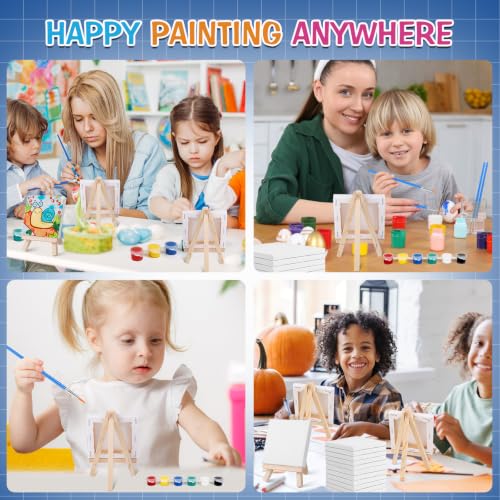 ESRICH 40 Set Mini Canvas Painting Kit, 4x4in Mini Paint Set - size: 40 set 4*4