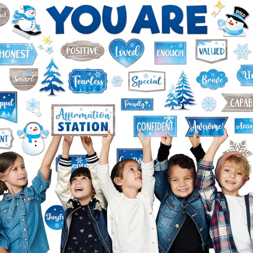 45pcs Winter Affirmation Station Bulletin Board Classroom Decor - style: Winter