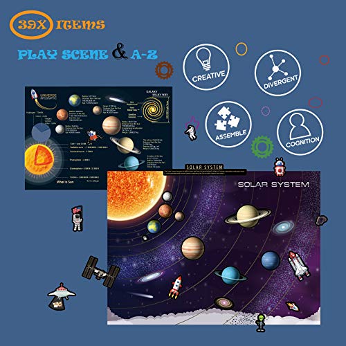 Magnetic Portable Playboard Solar System Planet Outer Space Play Create Scene Educational Teaching Playset(39 Pcs) - style: SOLAR SYSTEM