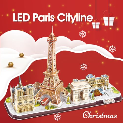 CubicFun Paris City Line LED 3D Puzzle Kit for Kids Ages 8-12 - style: 5 LED Paris Cityline