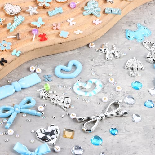 EIiovcnya 2380 Pcs Junk Case Charms Kit - DIY Phone Charms & Nail Art - color: Blue tones