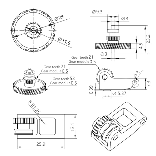 Upgrade Hardened Steel Extruder Gear Assembly for Bambu Lab P1P, P1S, X1C, X1E, Oblique Tooth Nano Coating Hardened Steel Extruder Dual Gears Kit for X1/P1 Series - style: for X1/P1