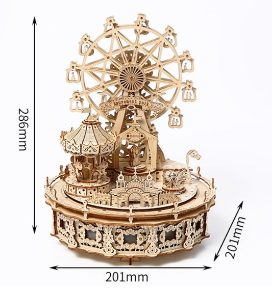 3D Wooden Puzzle Dream Amusement Park Architectural Model Kit - style: Ferris Wheel Park