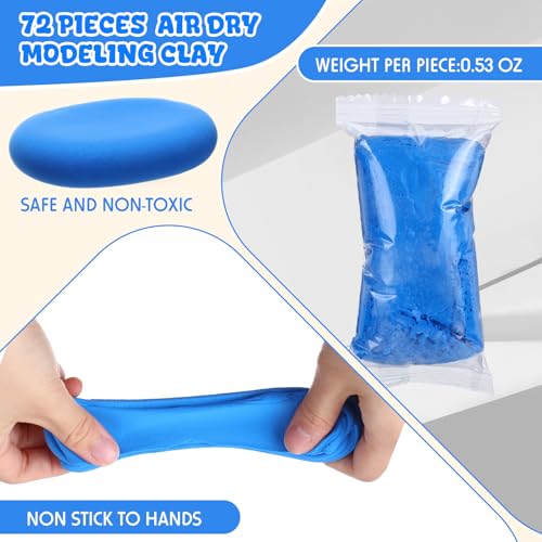VioraWhite 72 Pcs 38oz Air Dry Clay Bulk Modeling Clay,Blue - color: Blue