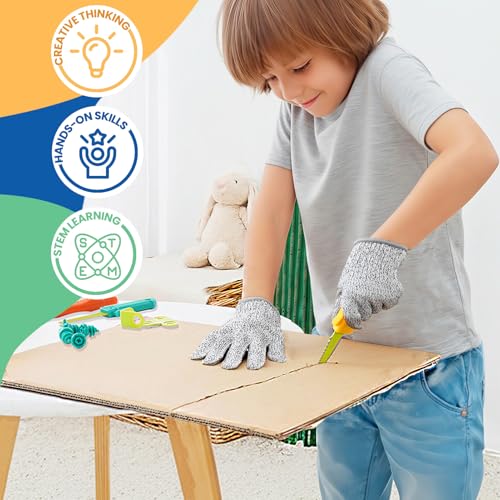 Kibbidea Cardboard Cutter for Kids, Cardboard Construction Tool Kit - size: 98 PCS