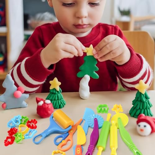 Play Dough Tools Set for Kids, 28 Pcs Starter Play Accessories with Cutters