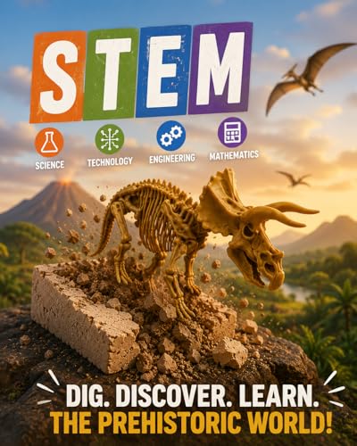 Science4you Triceratops Dinosaur Fossil Digging Kit - Excavate and Assemble 10 Dino Bones, Dinosaur Archeology and Paleontologist Toys, Games, Gifts for Boys and Girls Age 6 7 8 9 10+