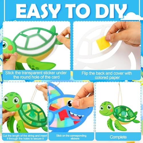 DoubleFill 48 Pcs Under the Sea Suncatchers Craft Kits Summer Ocean Craft - style: Marine Animals